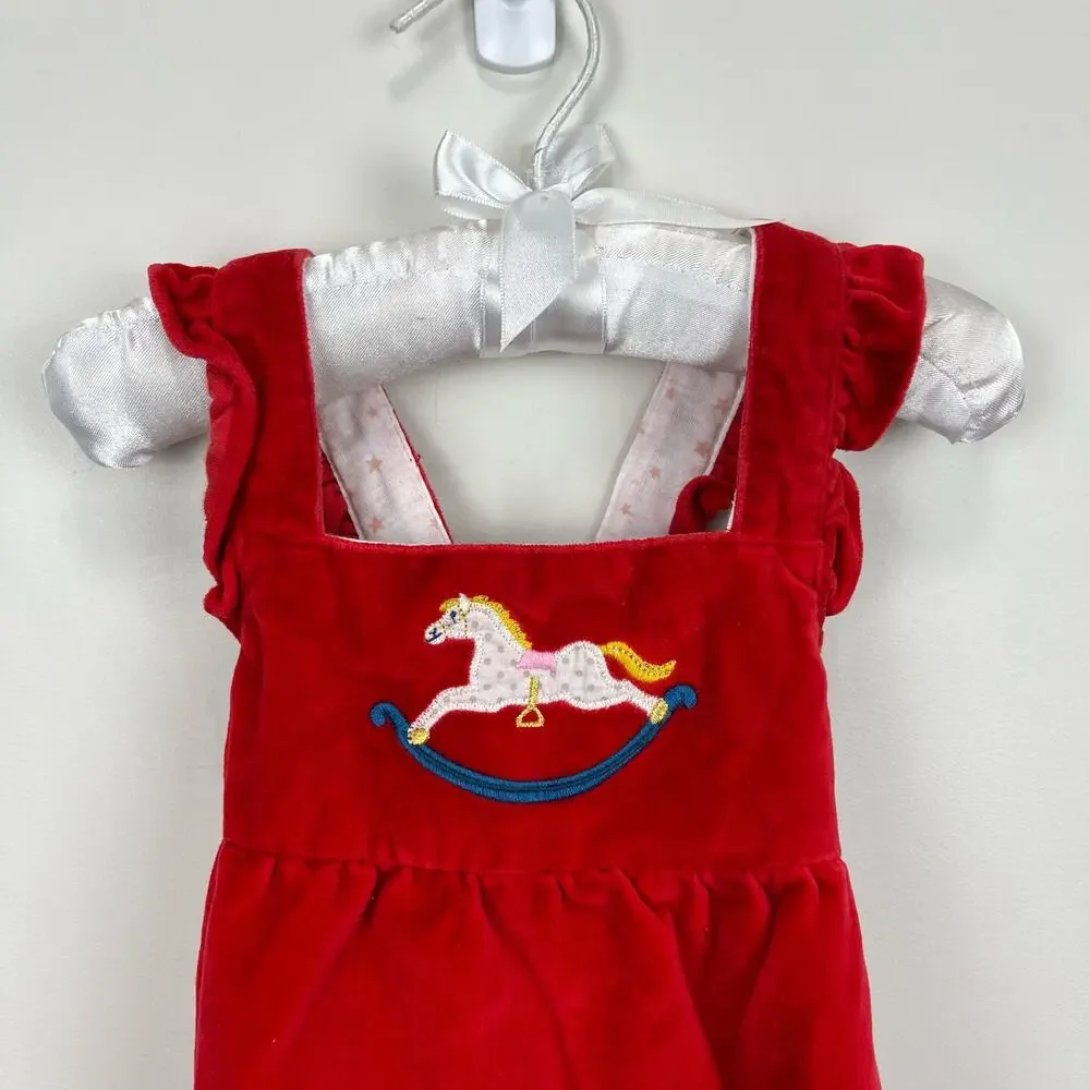 Mini Boden Polish Red Velvet Rocking Horse Romper 18-24 Months - Picture 2 of 8